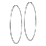 14k White Gold 2x65mm Polished Round Endless Tube Hoop Earrings H1000