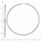 14k White Gold 2x65mm Polished Round Endless Tube Hoop Earrings H1000
