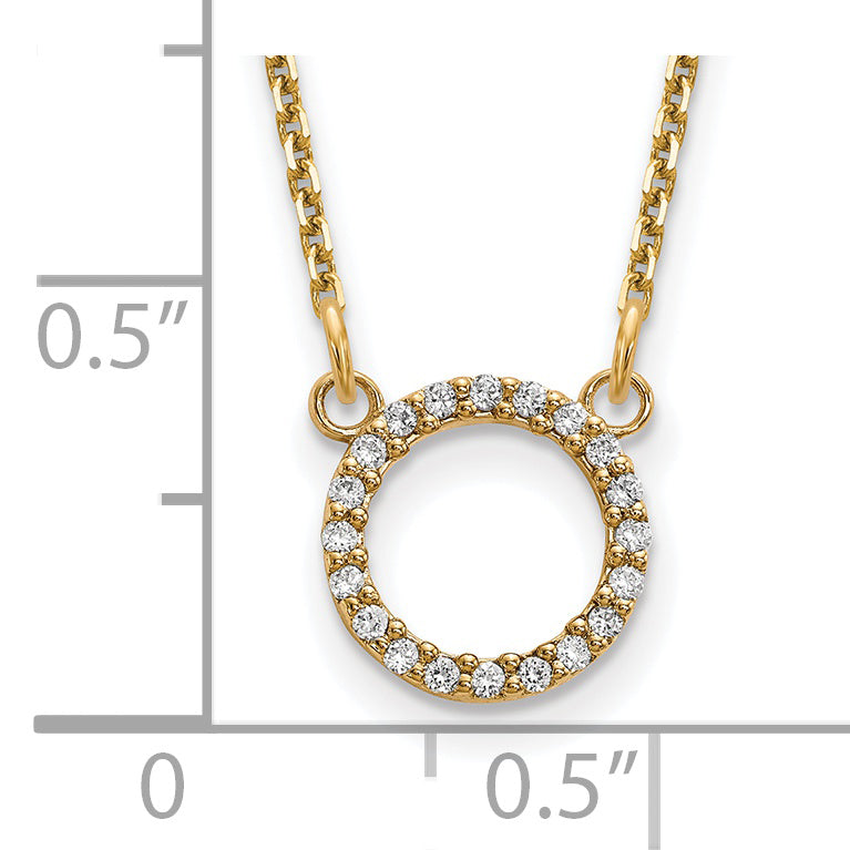 14k Polished 1/15 carat A Diamond Open Circle 18 inch Necklace XP5027A