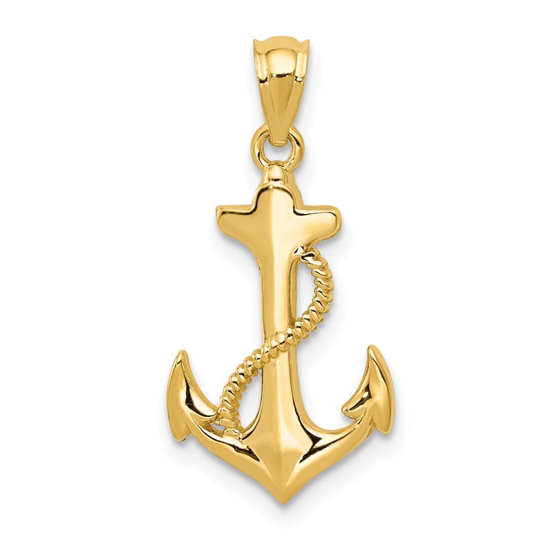 14k Polished Anchor with Rope Pendant C4035