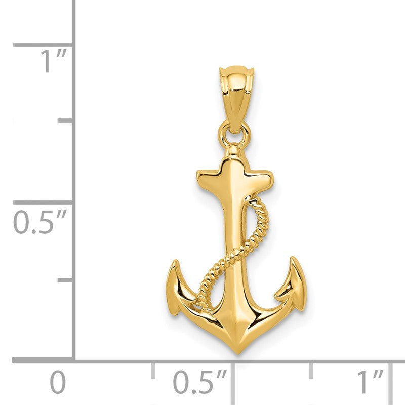 14k Polished Anchor with Rope Pendant C4035