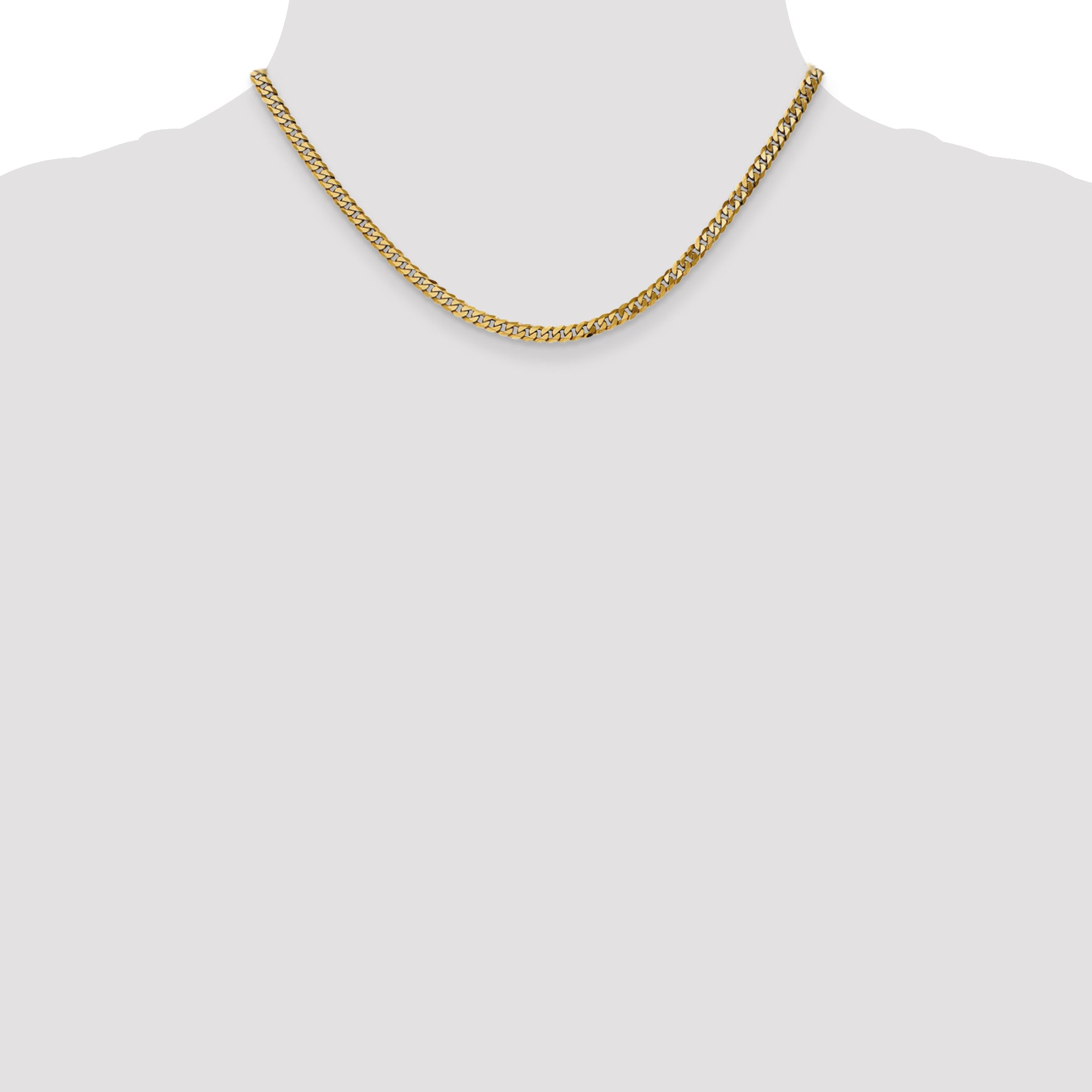 14K 26 inch 3.9mm Flat Beveled Curb with Lobster Clasp Chain FBU100