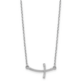 14k White Gold Small Sideways Curved Twist Cross 19 inch Necklace SF2087