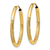 14k 2x25mm Satin Diamond-cut Endless Tube Hoop Earrings XY1178