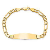 14k Polished Solid Chain/Solid Plate Flat Figaro Link Soft Diamond Shape 33x9mm Plate 7 inch ID Bracelet LID78C