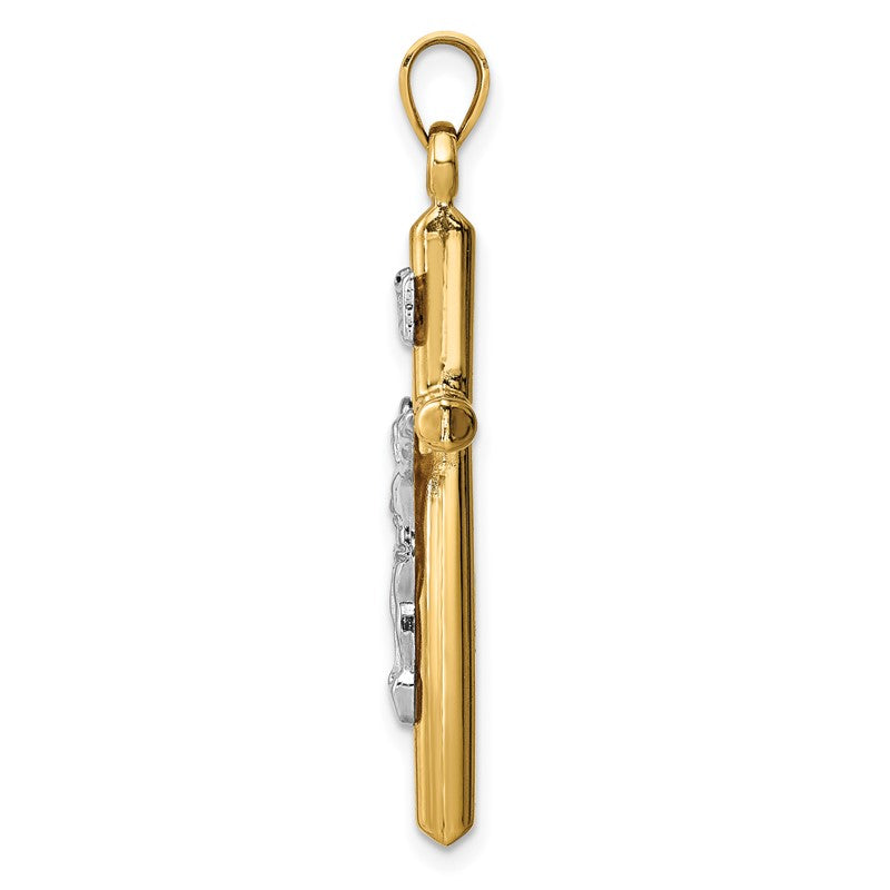 14k Two-tone Hollow Crucifix Pendant XR1846