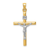 14k Two-tone Hollow Crucifix Pendant XR1846