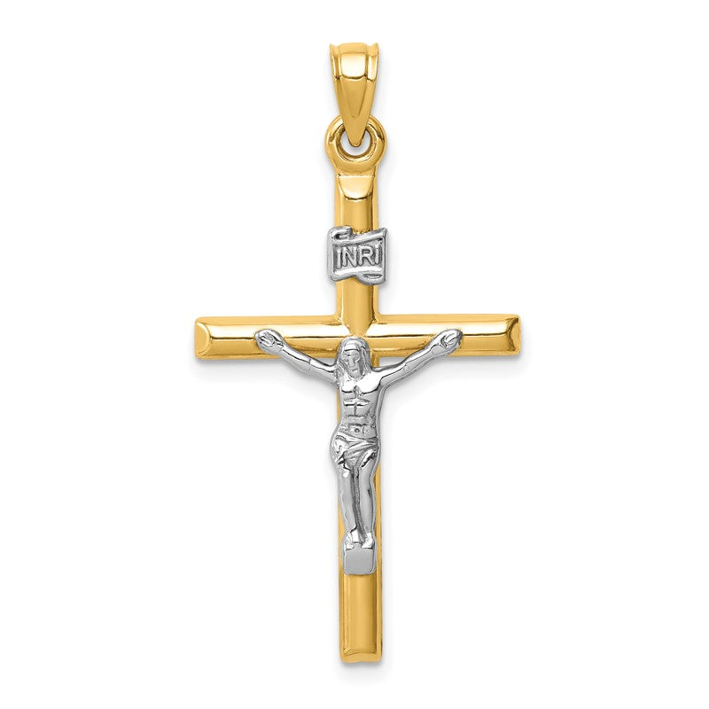 14k Two-tone Hollow Crucifix Pendant XR1846