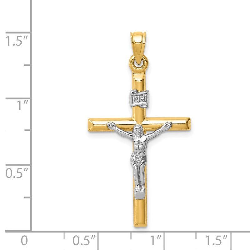 14k Two-tone Hollow Crucifix Pendant XR1846