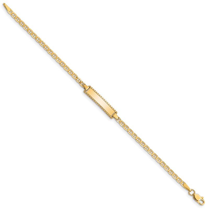 14k Polished Solid Chain/Solid Plate Anchor Link 18.5x5mm Plate 6 inch Baby/Child ID Bracelet DCID86
