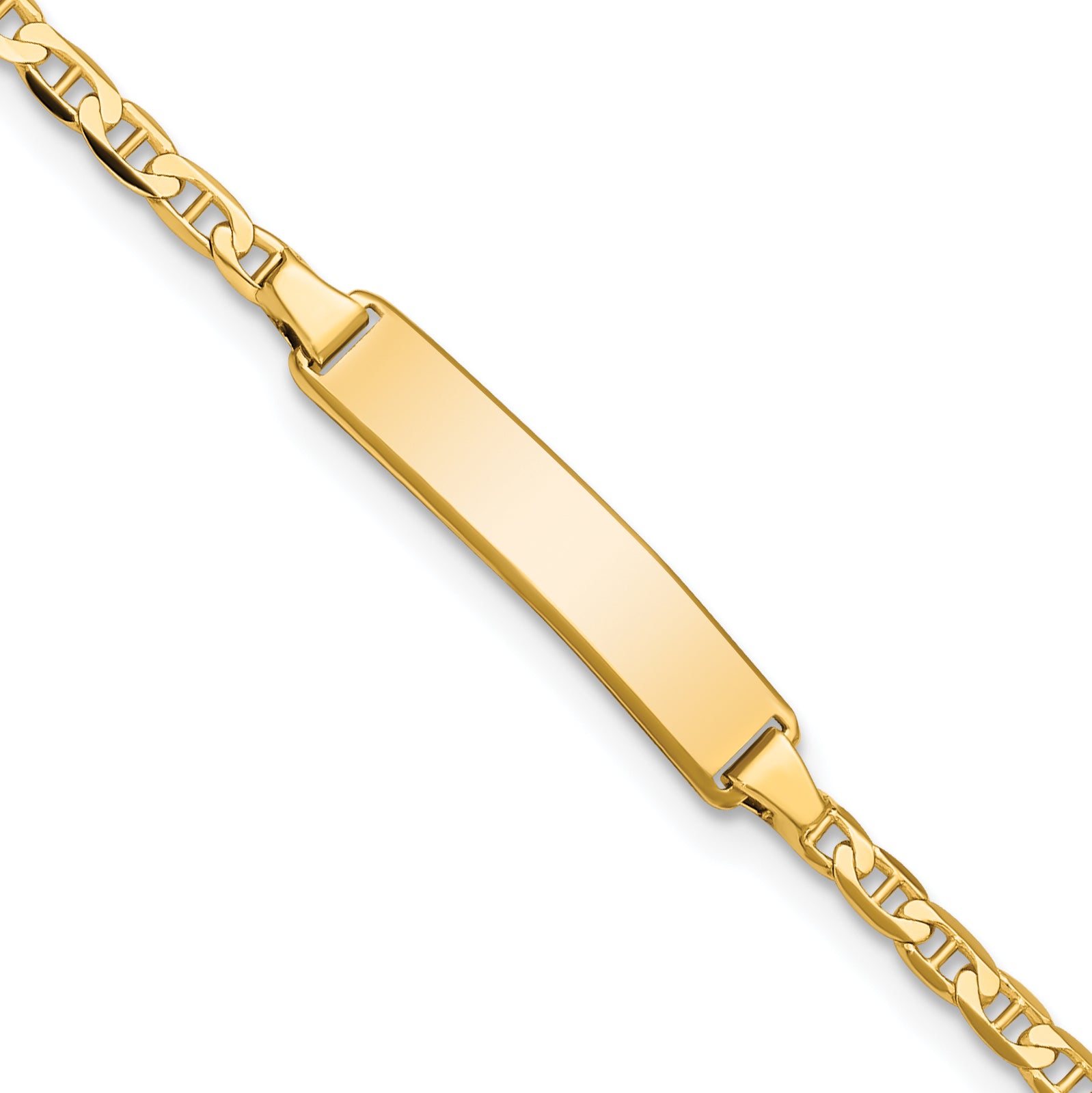 14k Polished Solid Chain/Solid Plate Flat Anchor Link 20x4mm Plate 5.5 inch Baby/Child ID Bracelet BID104