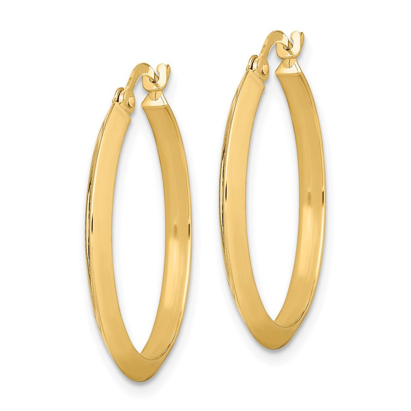 14K 2.25x25mm Polished Knife-Edge Tube Hoop Earrings TF1630