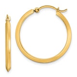 14K 2.25x25mm Polished Knife-Edge Tube Hoop Earrings TF1630