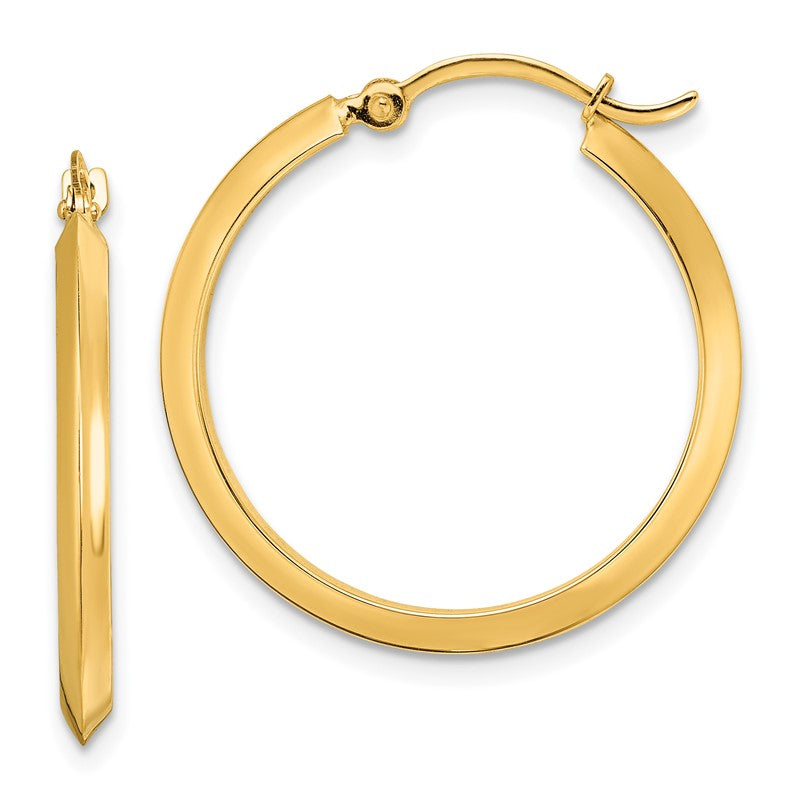 14K 2.25x25mm Polished Knife-Edge Tube Hoop Earrings TF1630