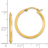 14K 2.25x25mm Polished Knife-Edge Tube Hoop Earrings TF1630