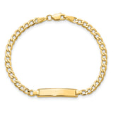 14k Polished Semi-Solid Chain/Solid Plate Cuban Link 23.5x4.5mm Plate 6 inch Baby/Child ID Bracelet DCID138