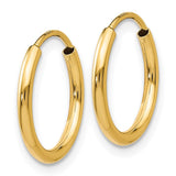 14k 1.5x15mm Polished Round Endless Tube Hoop Earrings XY1157