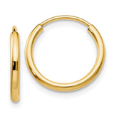 14k 1.5x15mm Polished Round Endless Tube Hoop Earrings XY1157