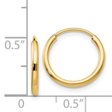 14k 1.5x15mm Polished Round Endless Tube Hoop Earrings XY1157