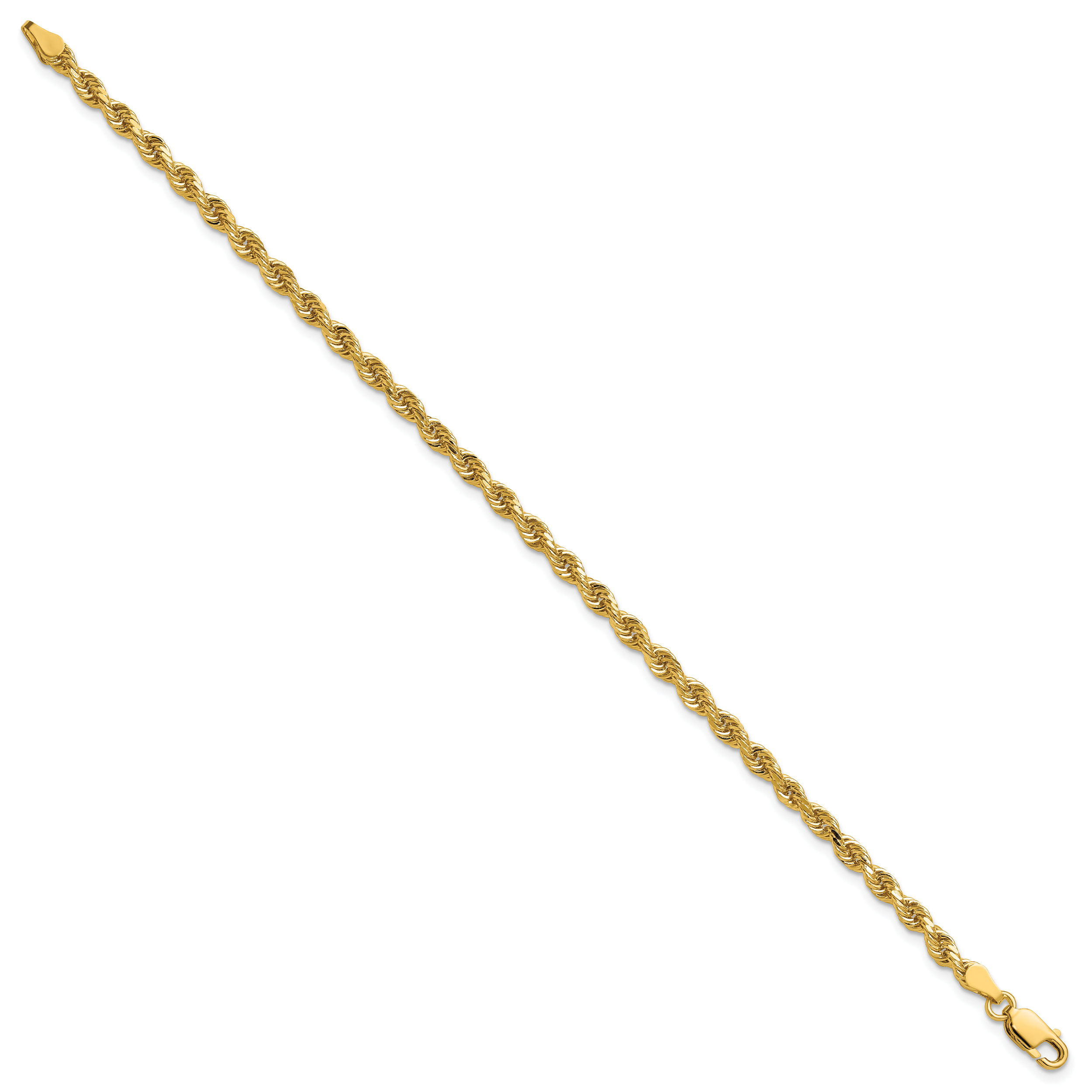 14K 26 inch 3.25mm Diamond-cut Rope with Lobster Clasp Chain 024L