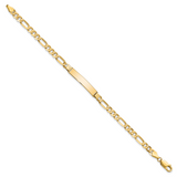 14k Polished Solid Chain/Solid Plate Flat Figaro Link 27.5x5.5mm Plate 7 inch ID Bracelet LID76