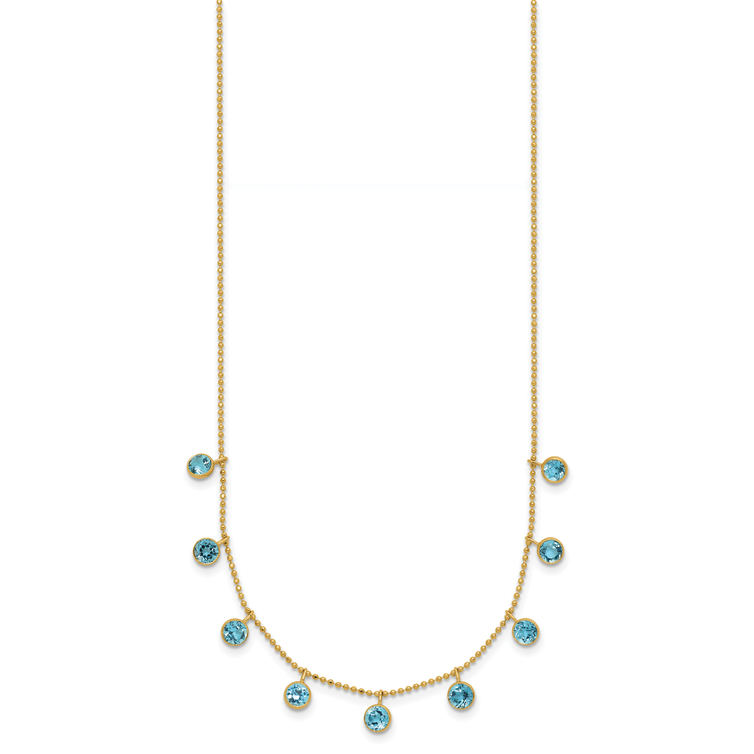 14k Blue Topaz Dangles 16 inch Necklace Plus 2 inch Extender XF2642