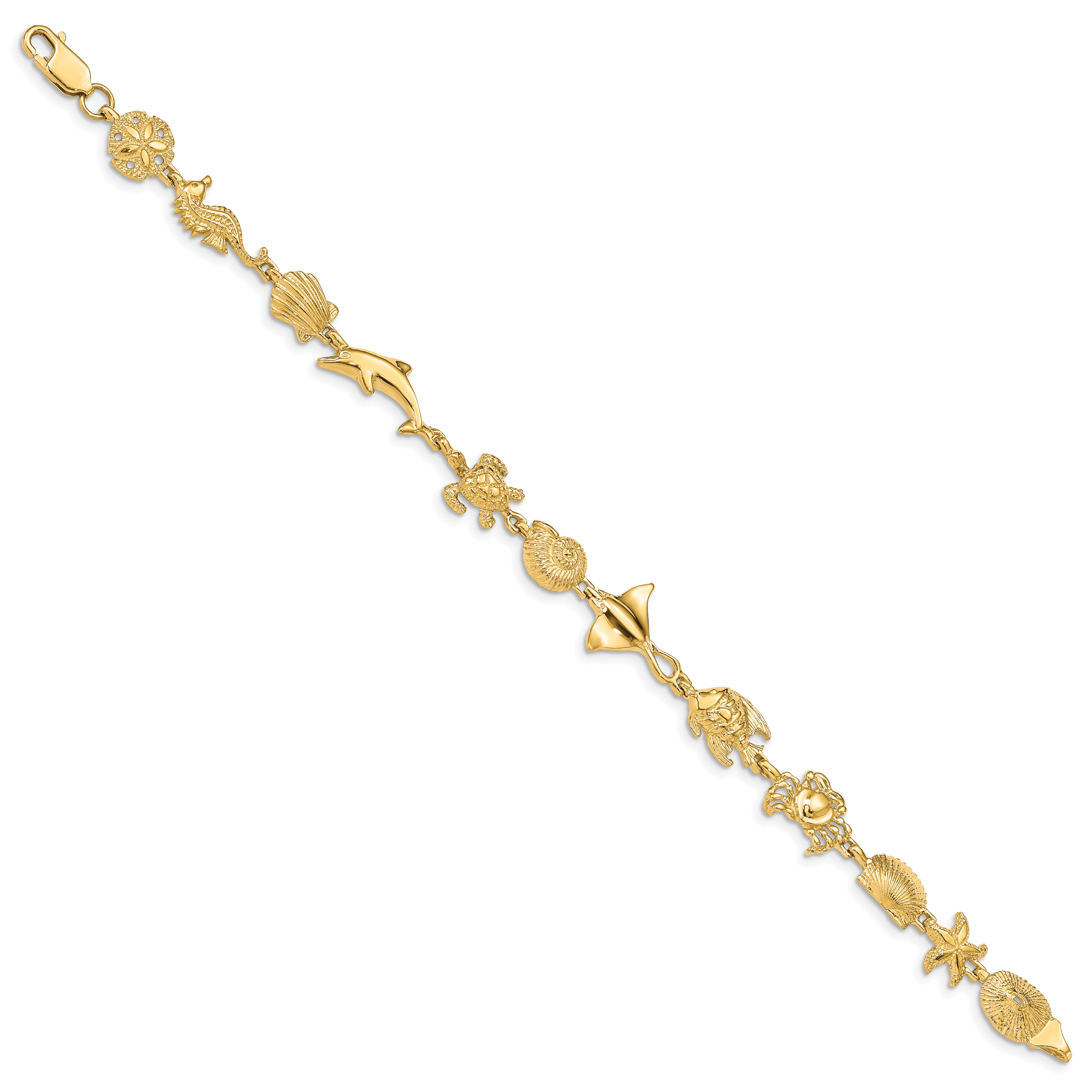 14K Polished Sea Life 7 inch Bracelet FB1281