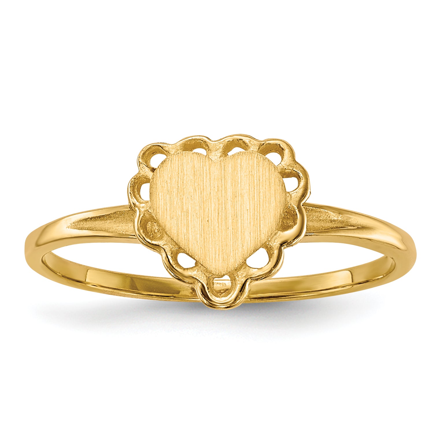 14k 6.5x6.0mm Open Back Heart Signet Ring RS511