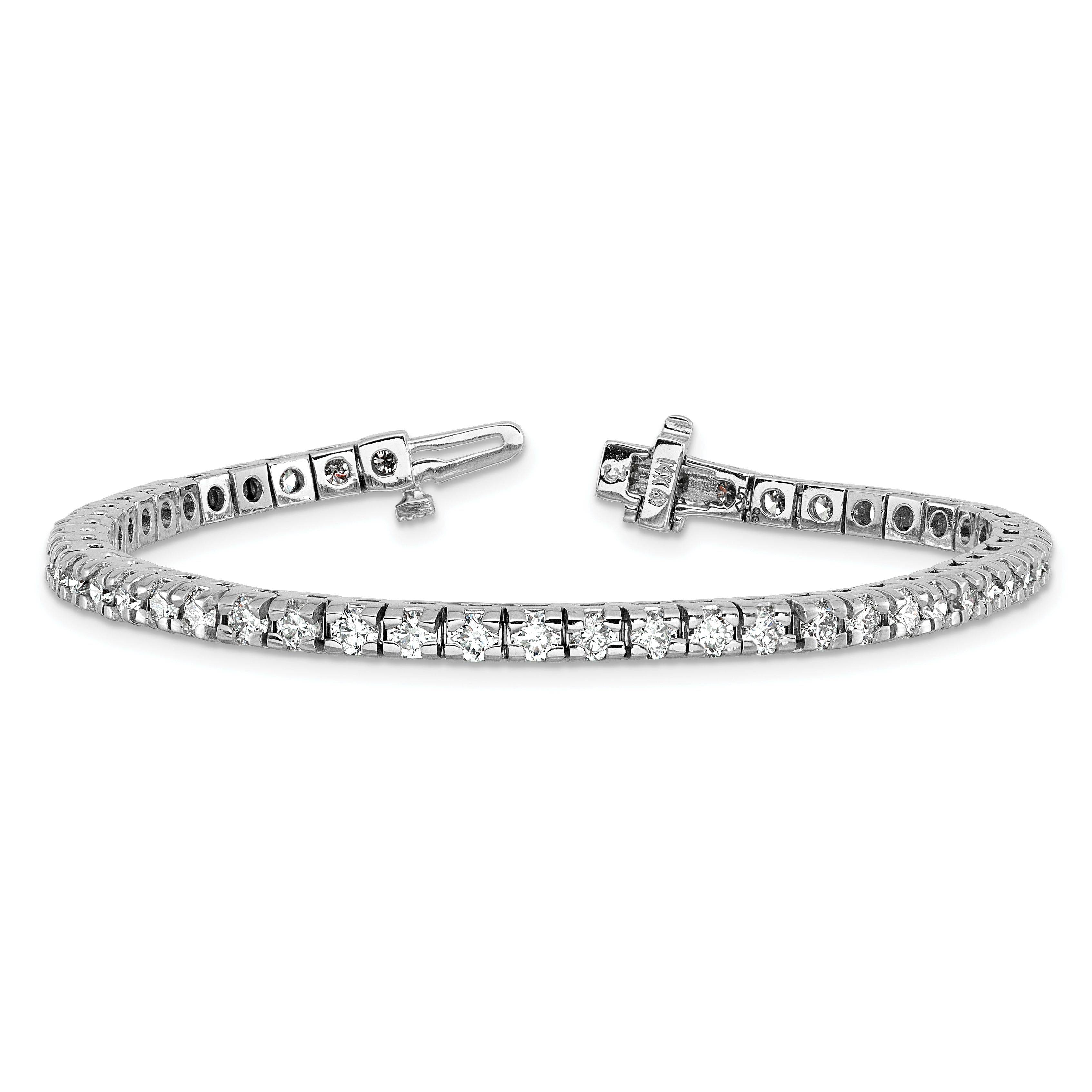 14k White Gold Complete 4.65 carat Round A Diamond 4-prong 7 inch Tennis Bracelet X734WA