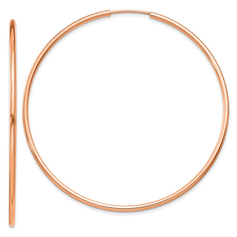 14k Rose Gold 1.5x51mm Polished Endless Tube Hoop Earrings TF1435
