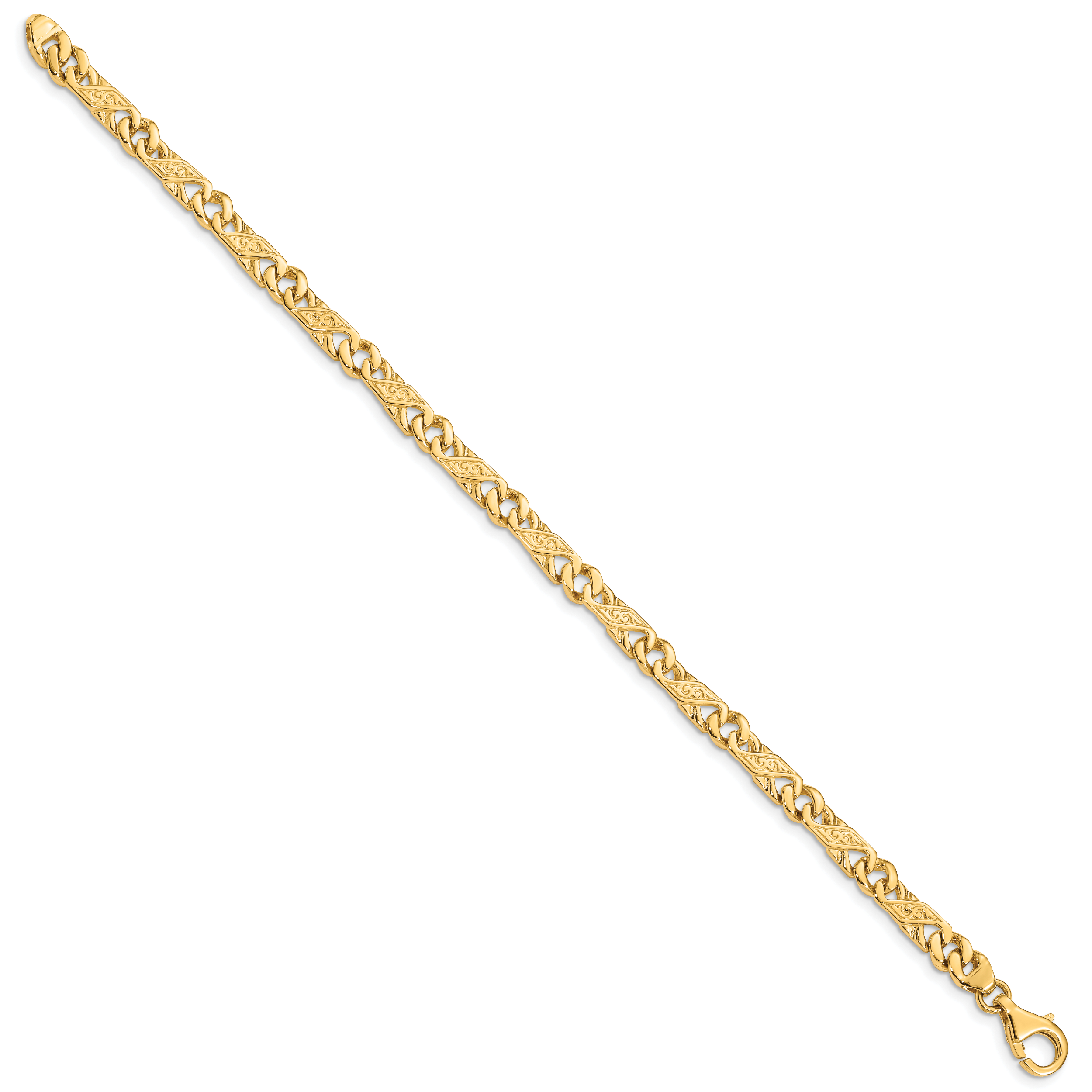 14K 18 inch 5.5mm Hand Polished Fancy Link with Fancy Lobster Clasp Chain LK161