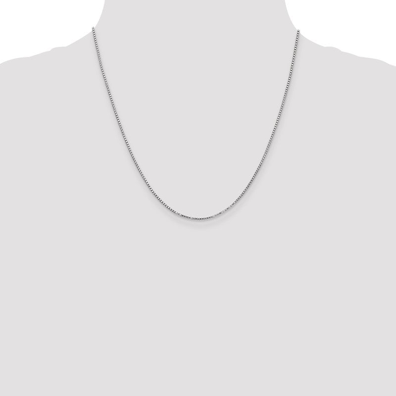 14K White Gold 14 inch 1.4mm Box with Lobster Clasp Chain WLB125