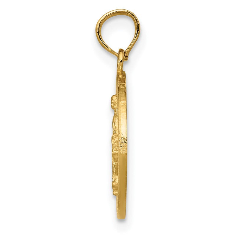 14k Polished and Satin Solid Miraculous Medal Round Pendant M1437