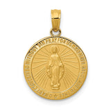 14k Polished and Satin Solid Miraculous Medal Round Pendant M1437