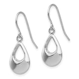 14k White Gold Open Teardrop Hollow Dangle French Hook Earrings TL846