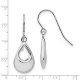 14k White Gold Open Teardrop Hollow Dangle French Hook Earrings TL846