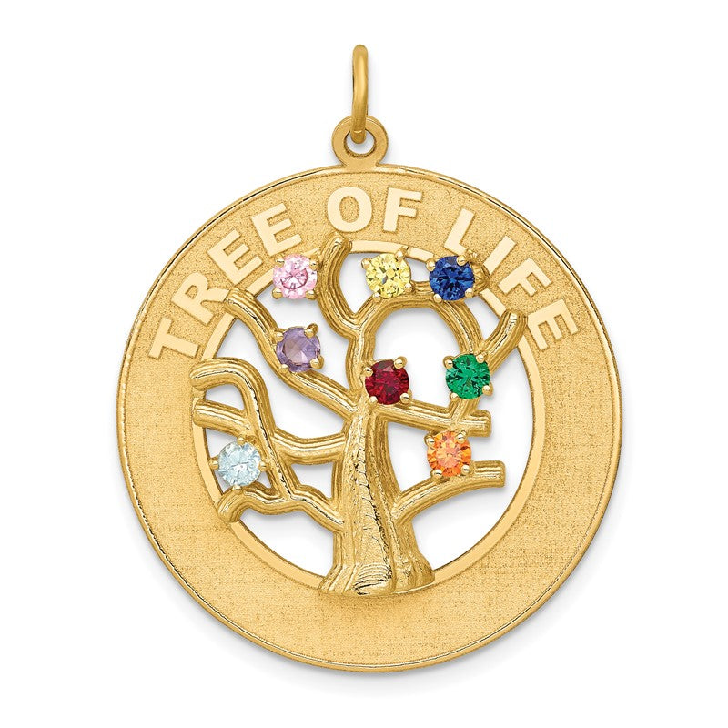 14k Multi-color CZ TREE OF LIFE Pendant A4133