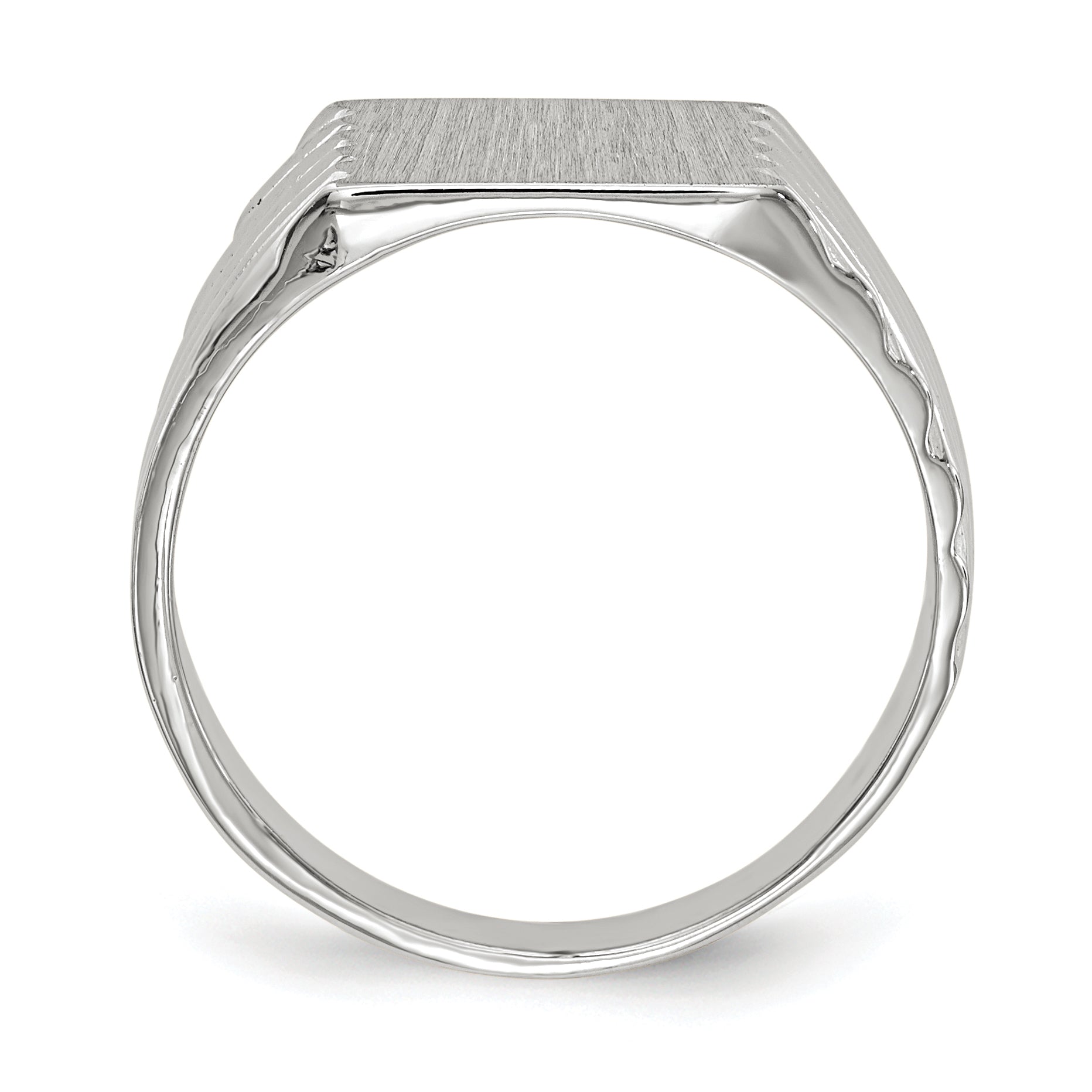 14k White Gold 9.0x10.0mm Rectangle Closed Back Signet Ring RS623