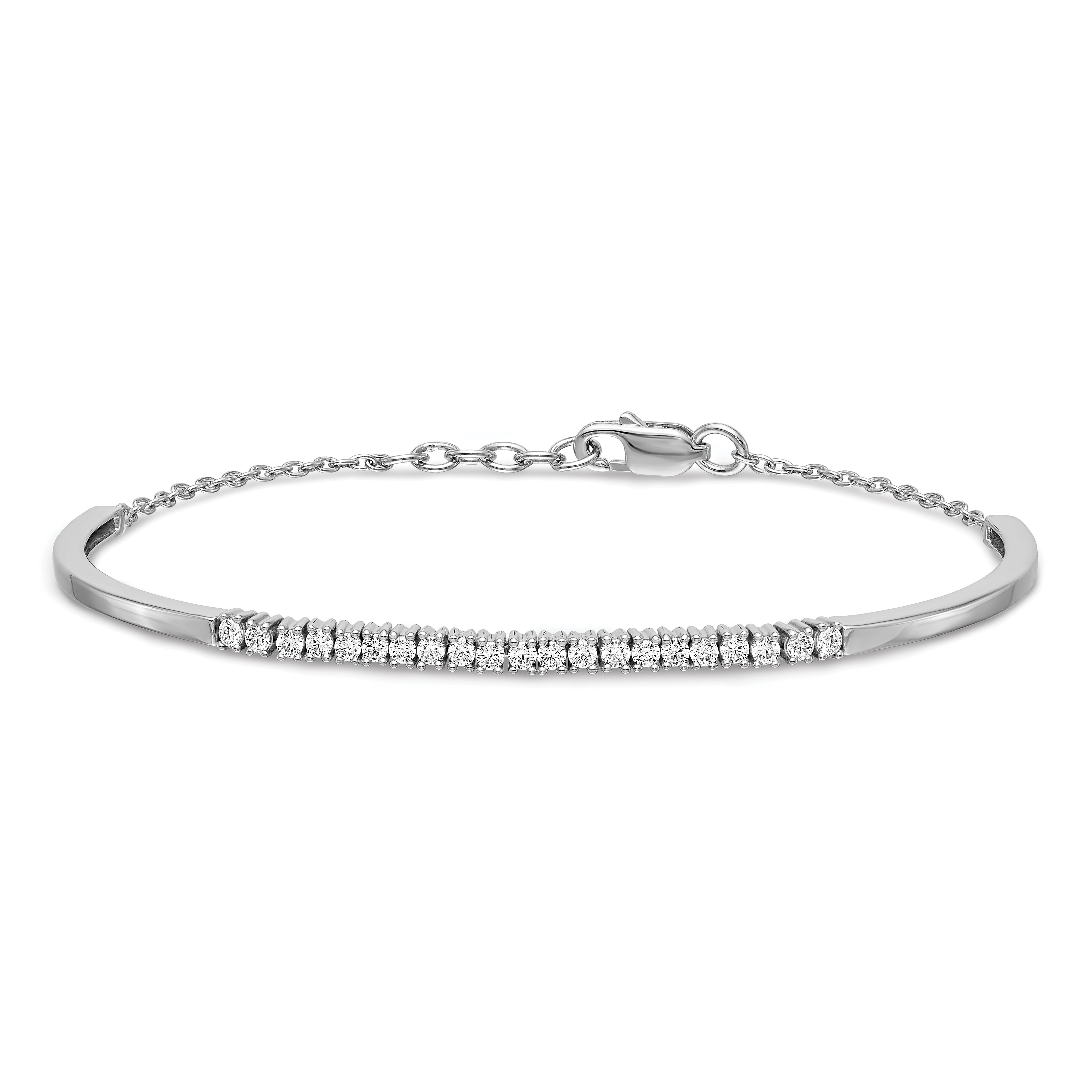 14k White Gold Complete 3/4 carat Diamond Half-Bangle 6.75 inch Bracelet with 0.5 inch Extender BM3726