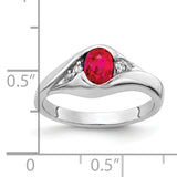 14k White Gold 6x4mm Oval Ruby and 1/8 carat AA Diamond Ring Y2107R/AA