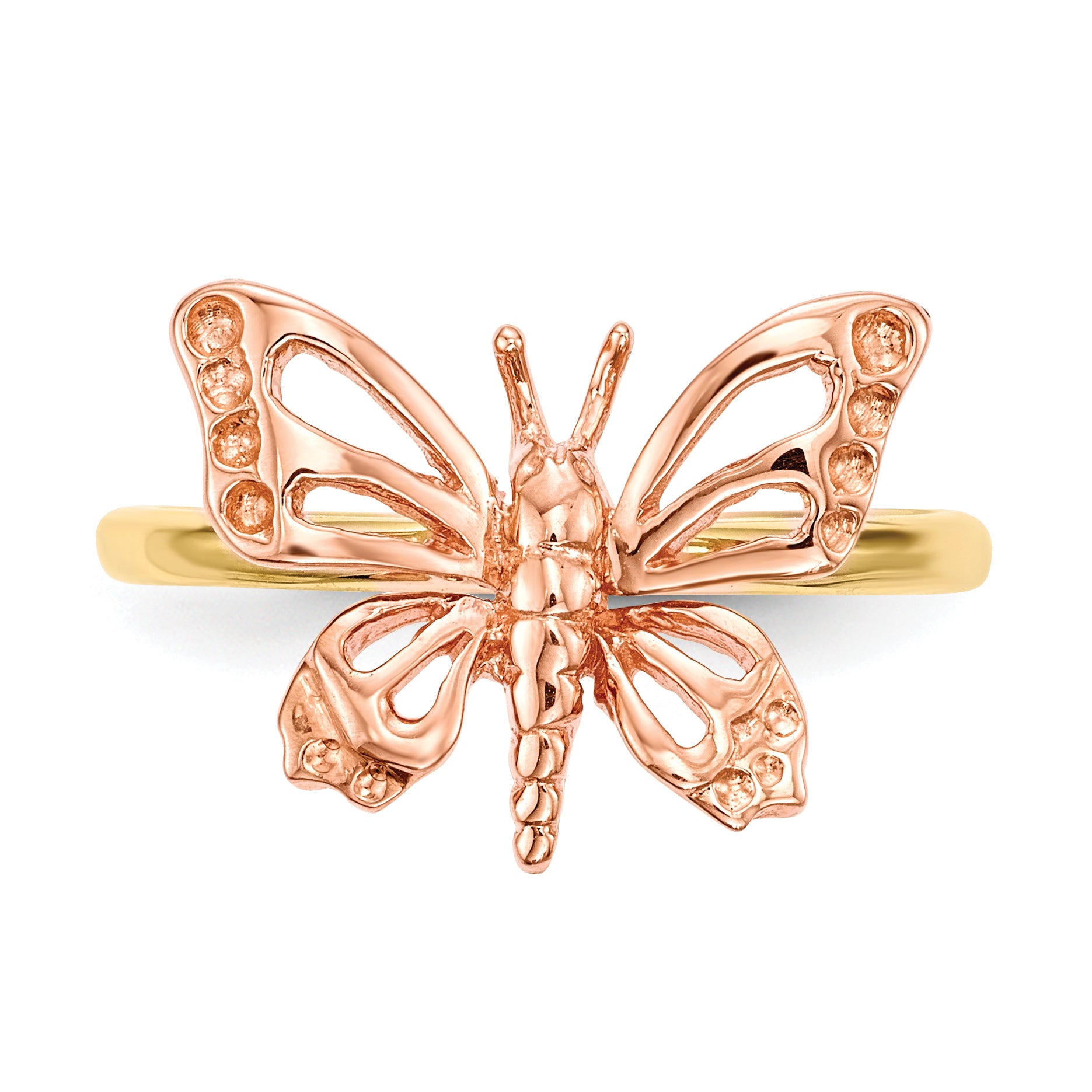 14k Two-tone Polished Butterfly Ring R628