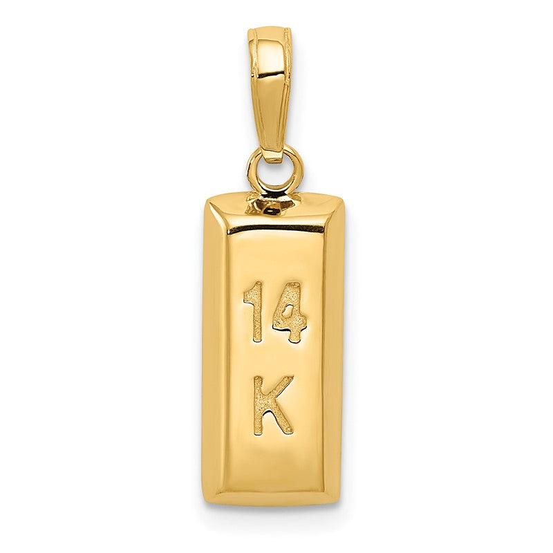 14k 3D Gold Bar Pendant C3216