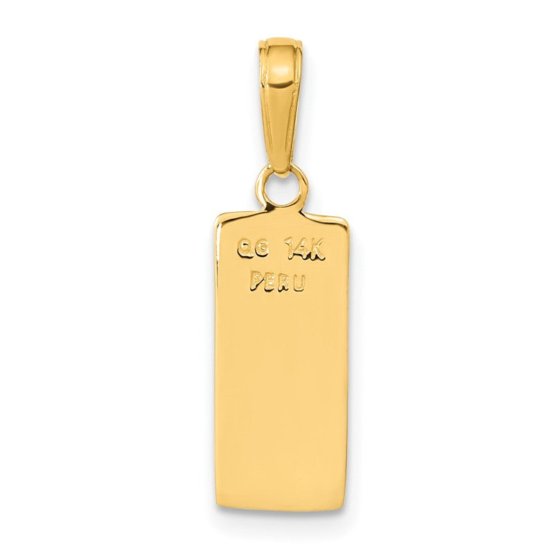 14k 3D Gold Bar Pendant C3216