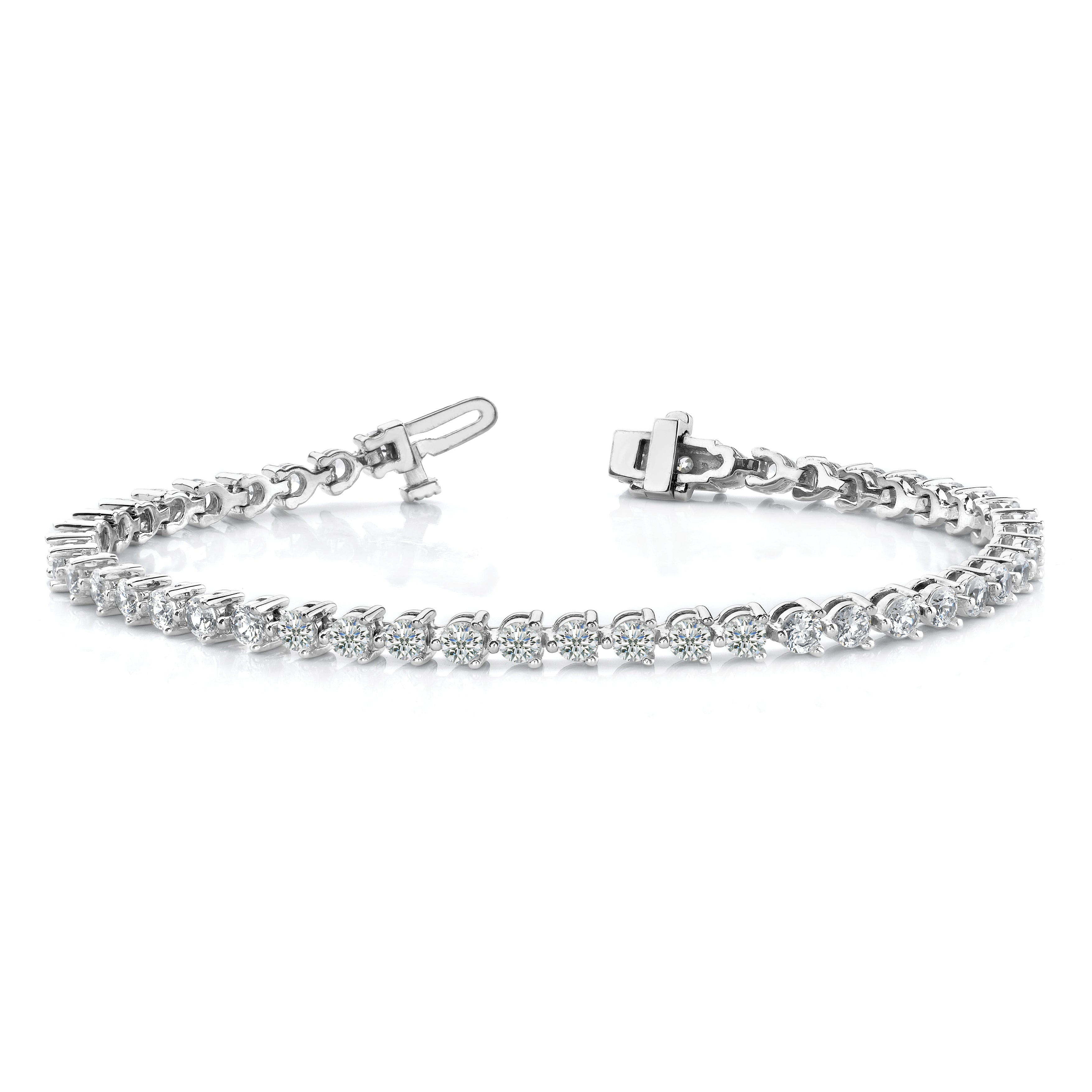 14k White Gold Complete 7 carat Round AA Diamond 3-prong 7 inch Tennis Bracelet X2842WAA