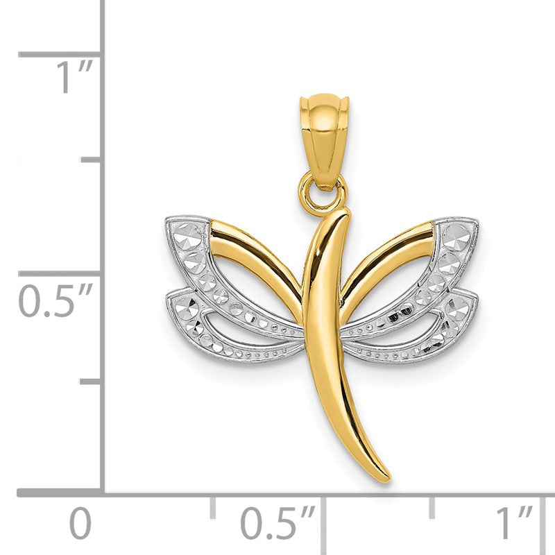 14k and White Rhodium Dragonfly Pendant C4174