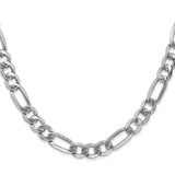 14K White Gold 20 inch 7mm Flat Figaro with Lobster Clasp Chain WFIG180