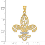 14k and Rhodium Filigree Fleur de Lis Pendant K4101