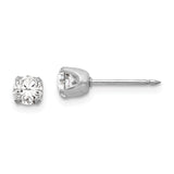 Inverness 14k White Gold 4.25mm CZ Post Piercing Earrings 138E