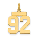 14k Small Polished Number 92 Charm LS92