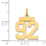 14k Small Polished Number 92 Charm LS92